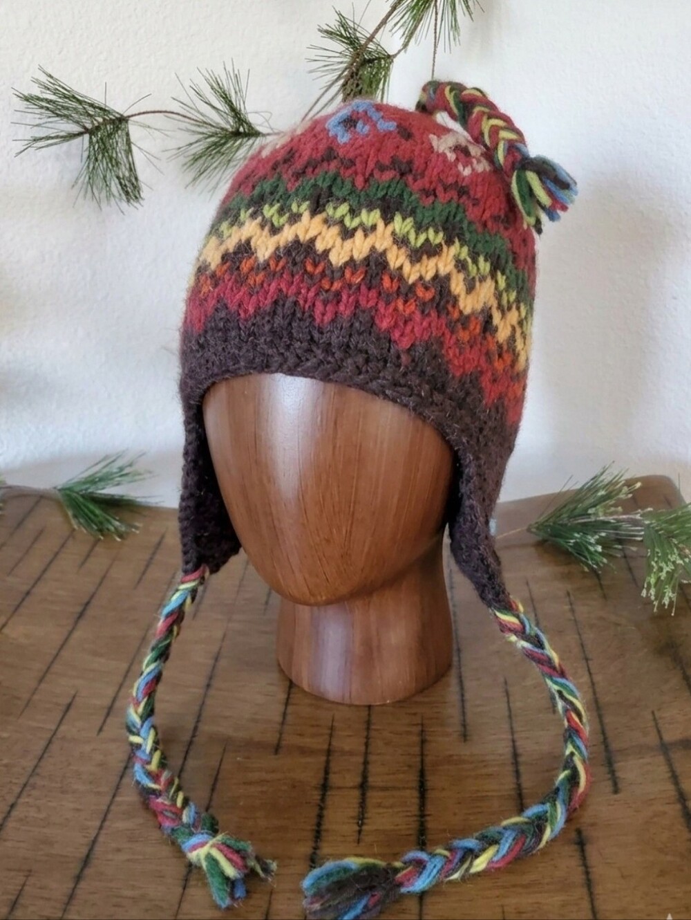 Kyber Outerwear 100% Wool Chullo Beanie Earflap Hat Lined Nepal Unisex Adult